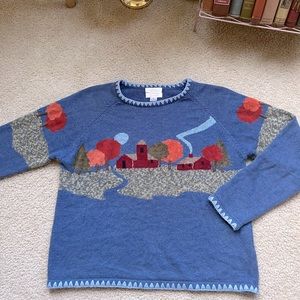 Pre-owned Hand Embroidered Christopher & Banks Vintage Farm Sweater